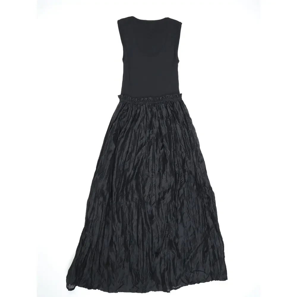 J.Crew Black Mixed Media Ribbed Tank Maxi Dress XXS Cotton Capsule Quiet Luxury